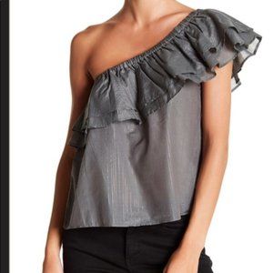 Sincerely Jules Grey and Gold Off the shoulder top